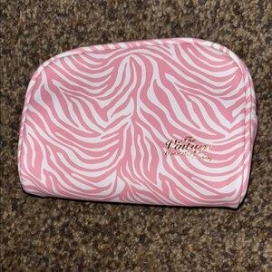Vintage Cosmetic Company Pink Zebra Print Bag